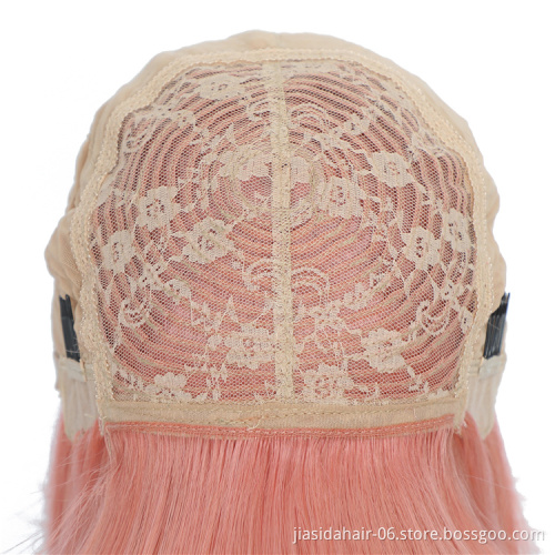Top quality Ombre Color Rose Pink Short Bob Wigs Full Brazilian Cuticle Aligned Human Hair Wig with Bang